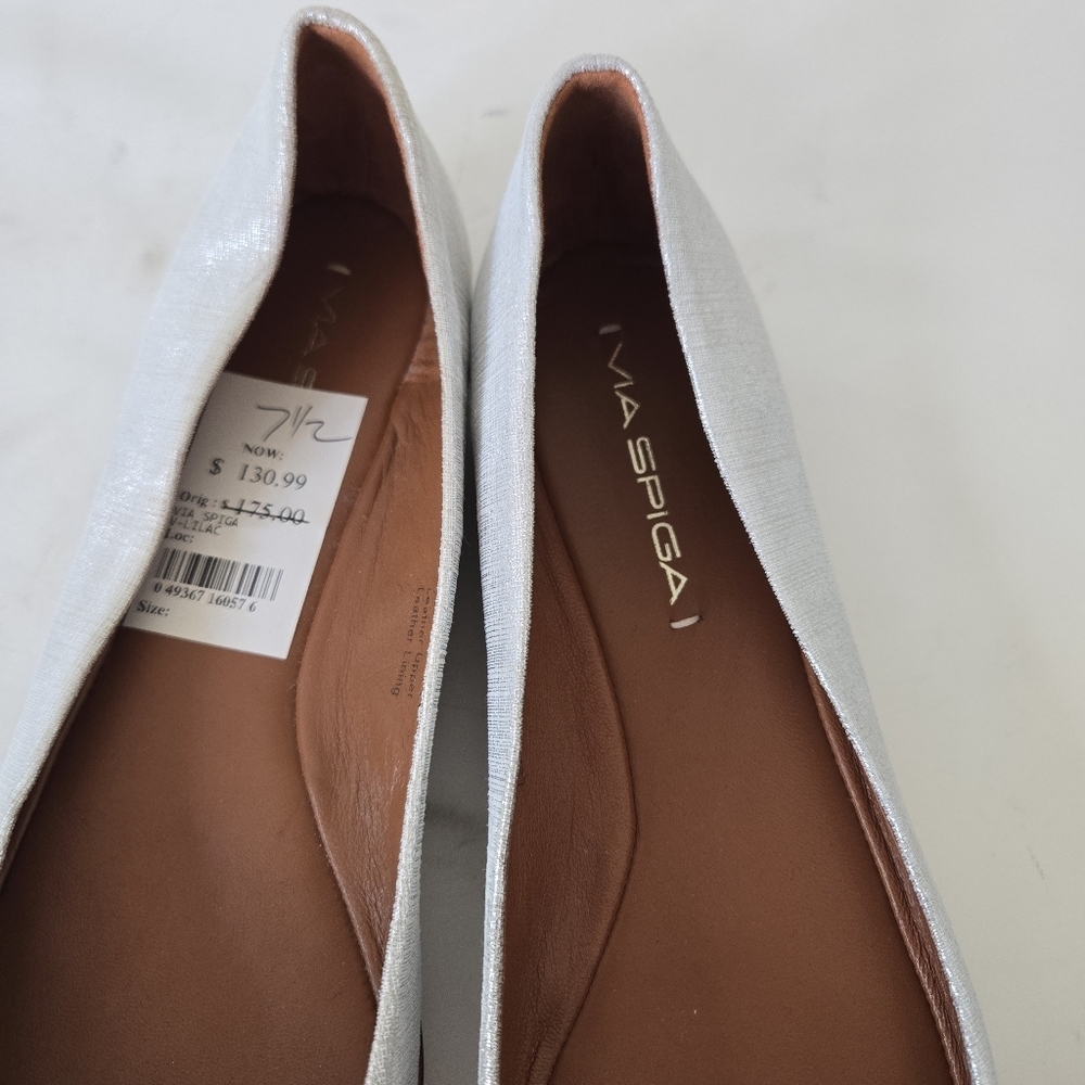 Via Spiga Lilac Sulver Ballet Flats Linen Leather Round Toe Classic size 7.5 - Picture 4 of 13